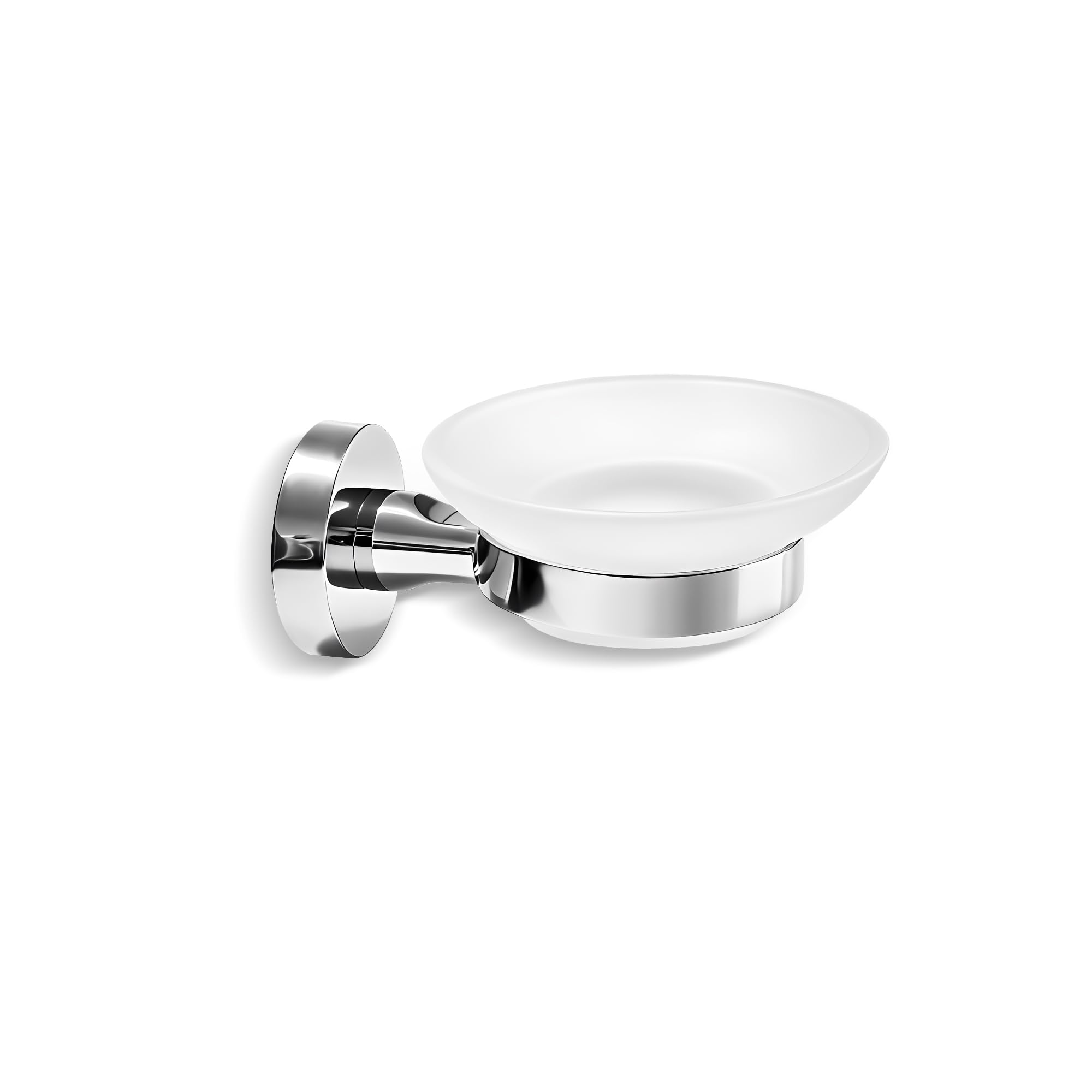 Round Soap Dish Holder Wall Mounted Bathroom Glass Holder Stainless Steel 18/...