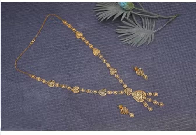 S.K. RAJVADI MICRO GOLD NECKLACE AND EARINGS SET FOR WOMEN AND GIRLSWomen Jewelry(C.H,NECKLACE,EARINGS SET)