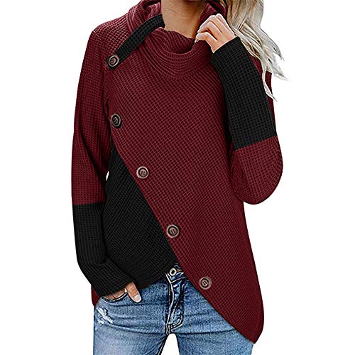 FELZ 2019 Moda Sudadera Caliente Mujer De Manga Larga Otoño e Invierno Pullover Suéter Irregular Prendas de Punto Collar de la Pila Jersey Suelto Abrigo Tallas Grandes Blusa Camisas