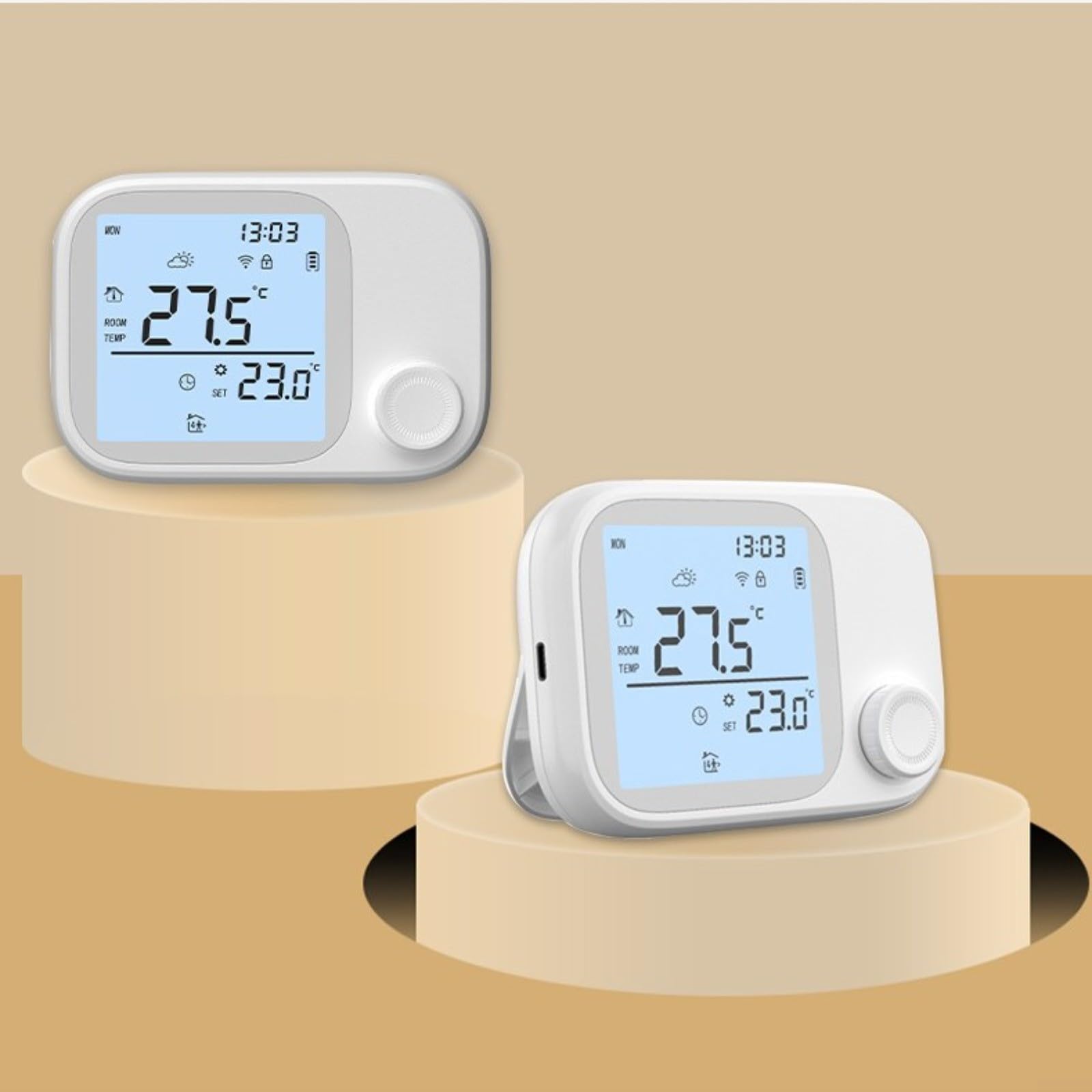 Termostato intelligente wireless per app Tuya RF433 Controllo caldaia a gas per riscaldamento dell'acqua Touch Screen a bassa potenza ricaricabile USB a lungo raggio 300 m compatibile con