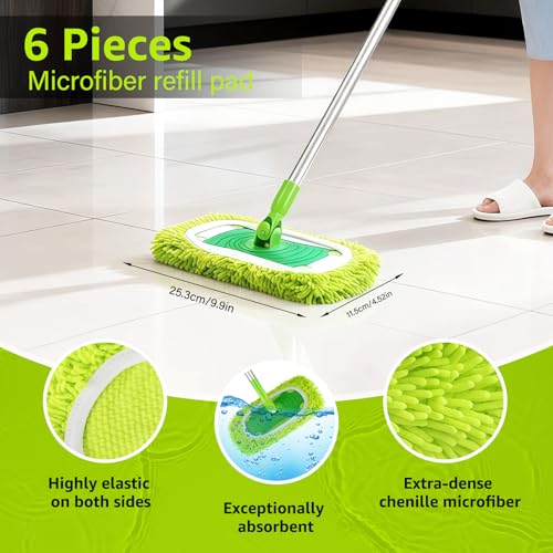 6 Stück für Swiffer Feuchte Bodentücher, Waschbar für Swiffer Bodentücher, Wiederverwendbar Trockene, Feucht- und Trockenwischbezüge, von Hartböden/Holzböden