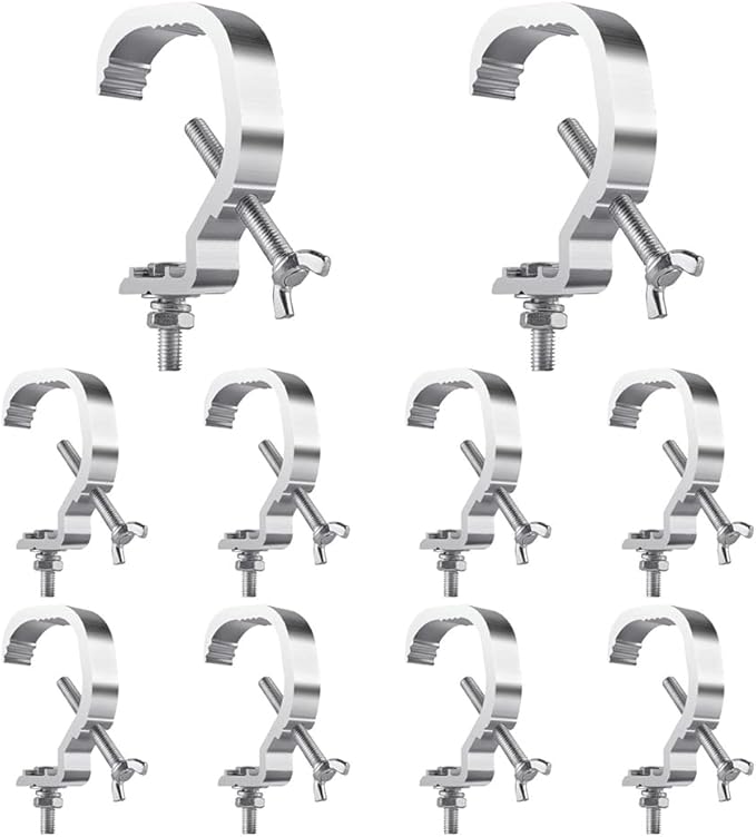 Truss C Clamp 1.18-2 Inch, 10 Pack Olaalite Stage Lights Truss Clamps, Fit for 30-50mm OD tube, Load Capacity 55LB Stage Lighting C Clamp for DJ Lighting Par Lights Spot Lights