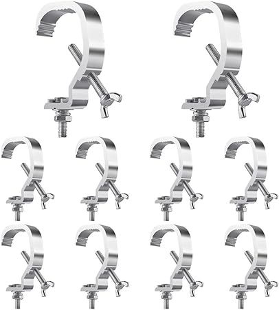Truss C Clamp 1.18-2 Inch, 10 Pack Olaalite Stage Lights Truss Clamps, Fit for 30-50mm OD tube, Load Capacity 55LB Stage Lighting C Clamp for DJ Lighting Par Lights Spot Lights