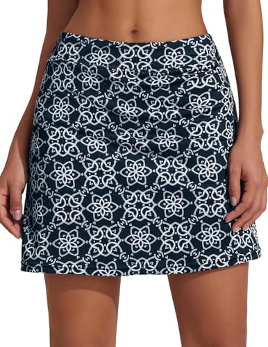 Image of Nora Nico Women's & Girls High Rise Flared Skorts Stretchy Opaque Skater Skirts with Shorts with Side Pocket