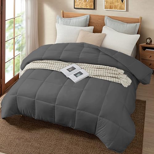 Image of Quilt for All Season 150 GSM Comforter Duvet /Ac Blanket Double Bed Soft Microfiber Lightweight (90 inch X 100 inch Inches) - Double Bed Comforter - Dark Grey Color