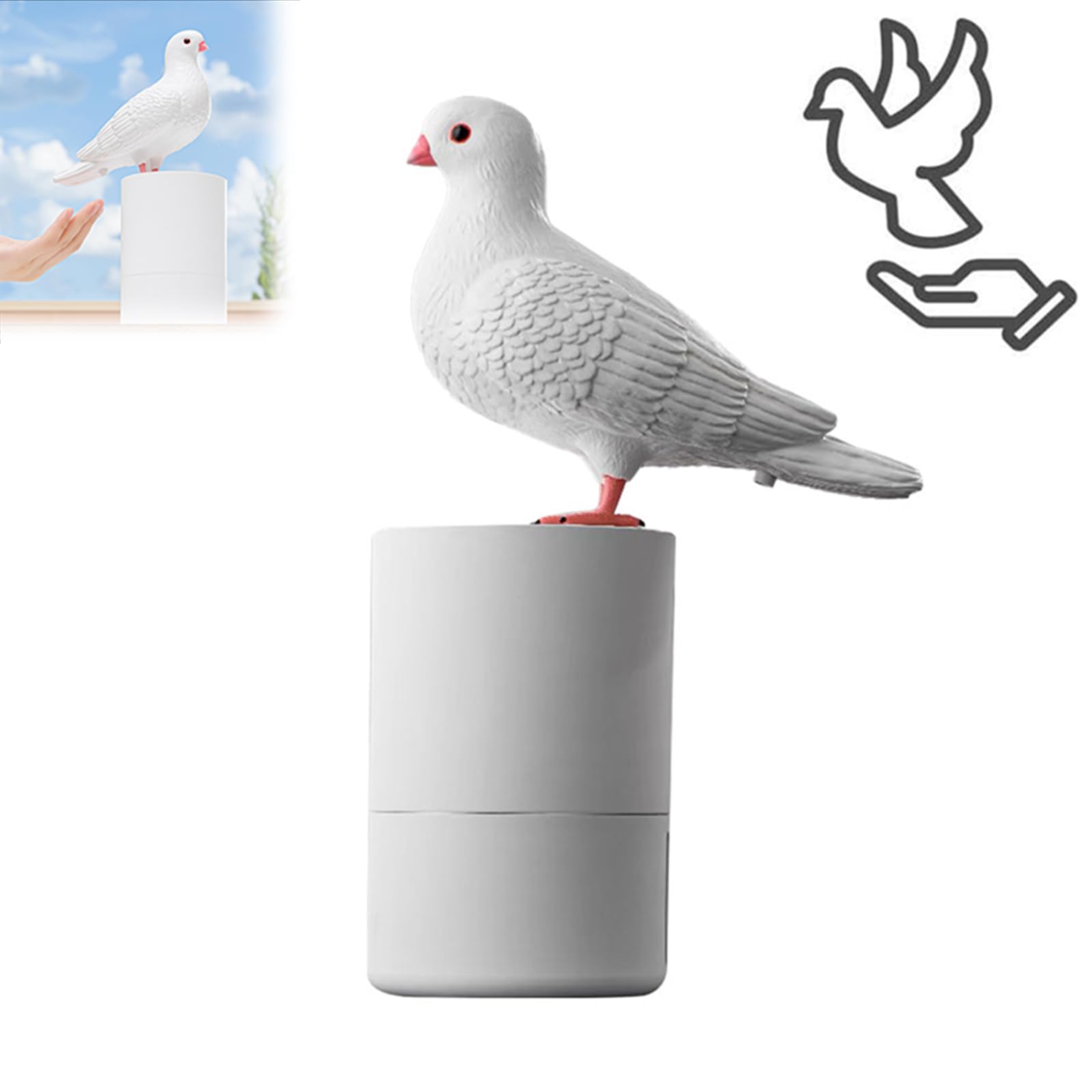 Automatic Foaming Soap Dispenser Touchless Cute Pigeon Foam Soap Dispenser for Restaurant Bathroom Household Use (1, White)