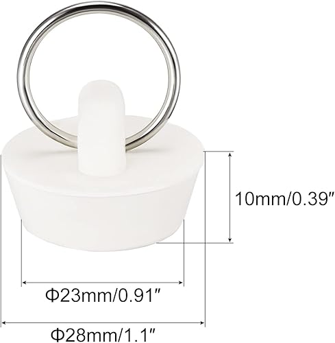 Miniatura 2 de uxcell Tapón de goma para fregadero, tapón de drenaje blanco para drenaje de 1 a 1 18 pulgadas con anillo colgante para bañera, cocina y baño, 3