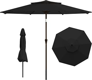 9ft 2-Tiers Patio Umbrella,Outdoor Market Table Umbrella with Push-Button Tilt & Crank | UV Protection,Suit for Backyard,Garden,Pool,Deck