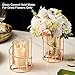 MrMrKura Metal Wire Candle Holder Set of 2, Glass Pillar Candle Holders Gold Decorative Tea Light Candleholders for Home Decor Table Decorations Centerpiece