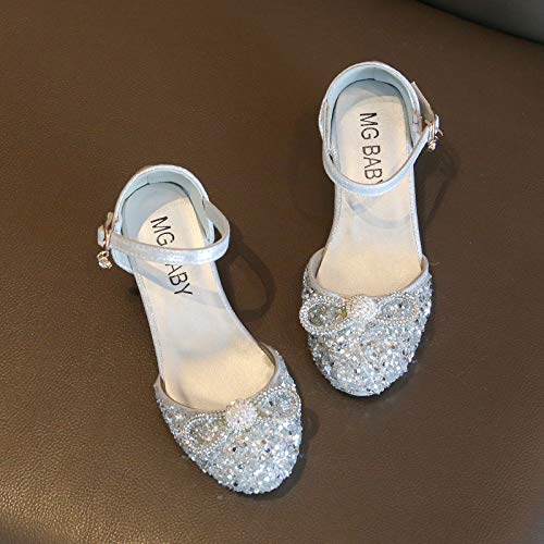 Toddler Girls Dress Shoes Flower Pearls Shoes Mary Jane Shoes Bowknot Ballerina Dance Shoes Crystal Princess Shoes3