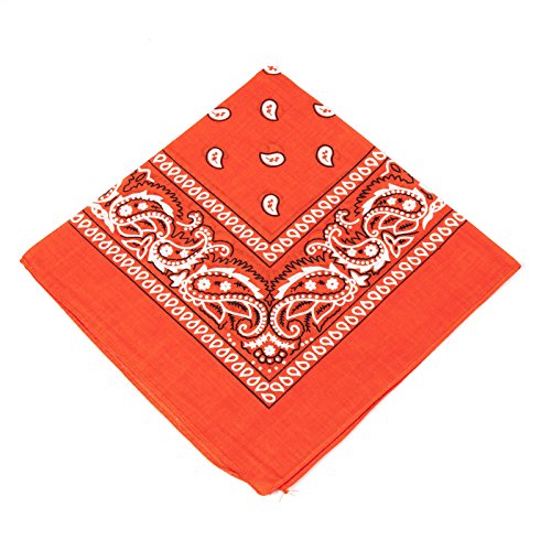 Boolavard® Lot de 1, 6 ou 12 Bandanas 100% coton, motif Paisley, couleur au choix - orange - One Size