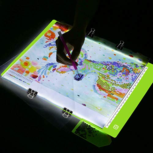 A4 Ultra-Thin Portable LED tracing Light Box Dimmable Brightness LED Art Tracing Pad for Artist Drawing Sketching Animation Stencilling and 5d Diamond Painting (Green, A4)