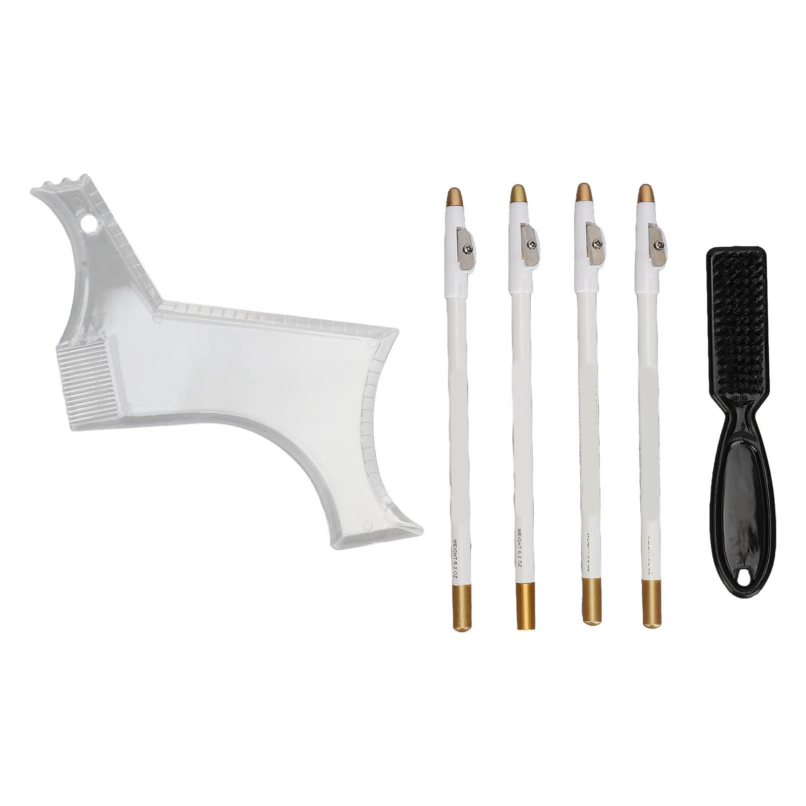 Beard Shaper Stencil Kit with 4pcs Barber Pencils, Multiple Curve Beard Shaper Template Shaping Tools for Men (White)