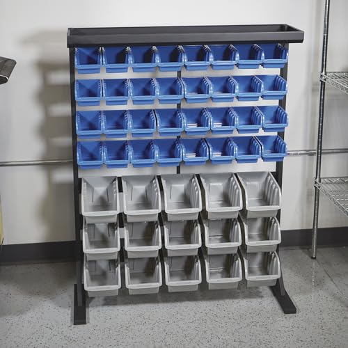 Image of Strongway Single Side Bulk Storage Rack Unit with 47 Assorted Bins - 36 1 /2in.W x 14in.D x 46in.H
