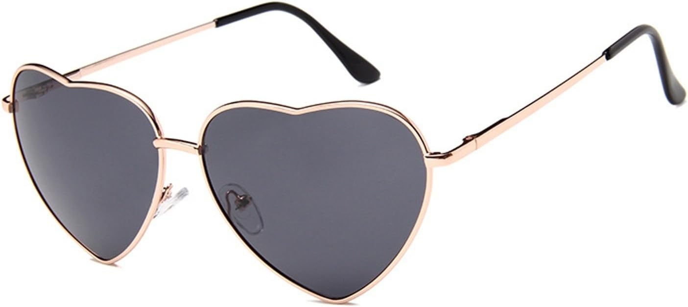 Chezi Metal Colorful Tinted Lens Heart Sunglasses