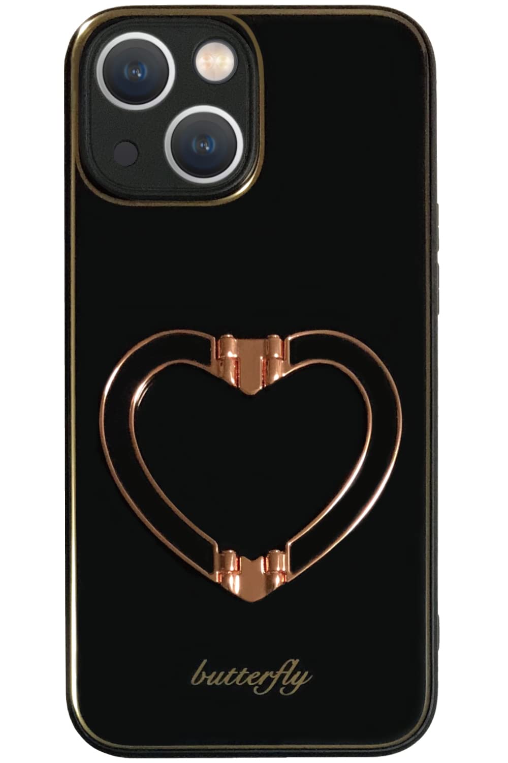 Amazon.co.jp: ハート リング付き ケース iPhone 13 対応 黒 お洒落 