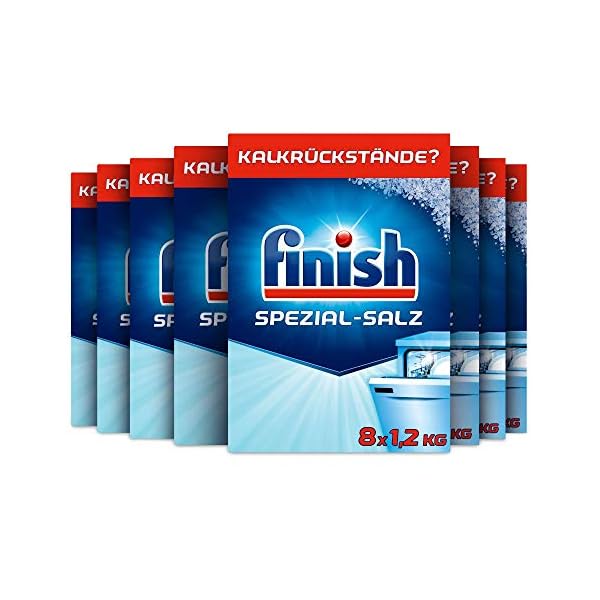 Finish Spezial-Salz – Spülmaschinensalz zum Schutz vor Kalkablagerungen und Wasserflecken – Multipack mit 8 x 1,2 kg