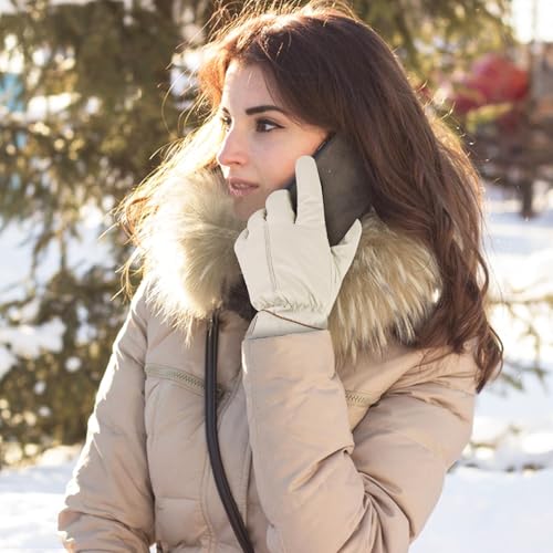 Feelorna Guantes de invierno para mujer, guantes impermeables para pantalla táctil, guantes cálidos de esquí con puños elásticos, guantes térmicos a prueba de viento, guantes de ciclismo para trabajar - imagen 6