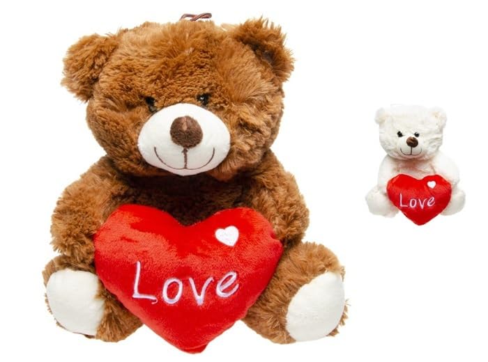 Ours en peluche assis haut de gamme lot de 6 peluches 23cm finition coeur