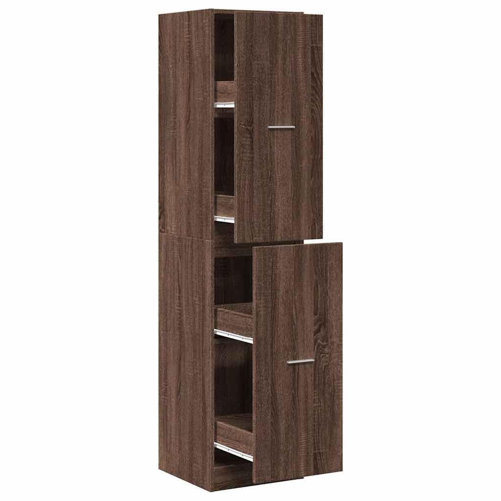 Armoire d'apothicaire en bois aspect chêne avec 4 tiroirs de rangement