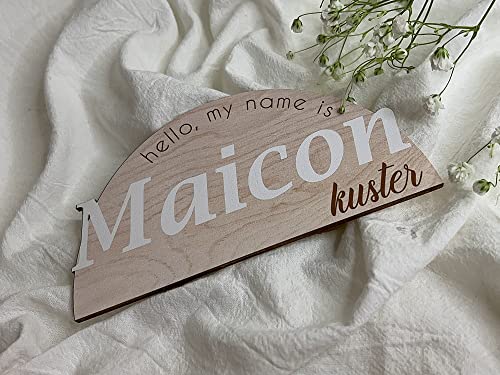 Hello My Name Is Wooden Arch Cutout, Birth Announcement, Baby Name Announcement, Hospital Announcement #TOP2