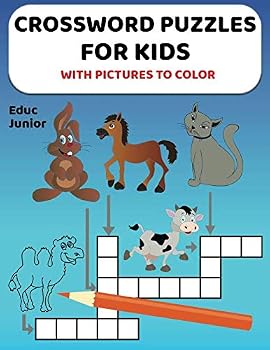 Paperback Crossword Puzzles For Kids With Pictures To Color Book