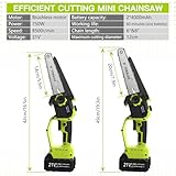 VOERJIA 6&8" Mini Chainsaw, Brushless Cordless Chainsaw with 2×4.0AH Batterie, 2 Guide Plate, 4 Chains, Electric Chainsaws with Automatic Oiler and Adjustable Chain for Cutting Branche, Trimming Tree - Image 9