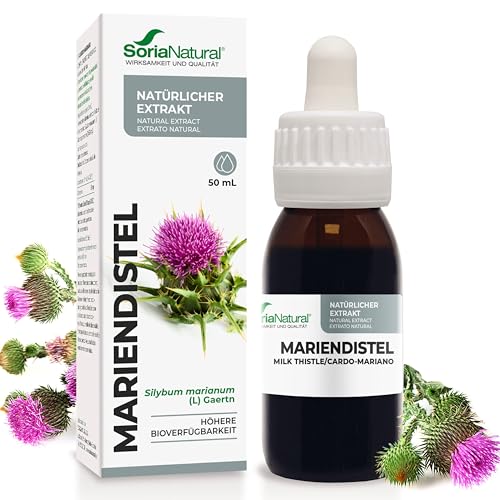 Carduus Mariendistel Tropfen Hochdosiert 520mg/ml 50ml - Leber Kur & Detox - Unterstützt Leberfunktion, natürliche Entgiftung und eine gesunde Verdauung - Silymarin - Milk Thistle - Soria Natural