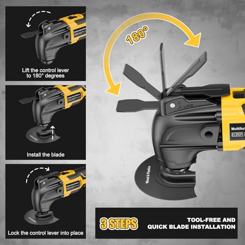 Cordless Oscillating Tool for Dewalt 20V Battery(NO Battery), 6 Variable Speed Brushless-Motor Tool, Oscillating Multi Kit for Cutting Wood Drywall Nails Remove Grout & Sanding 6 Cordless Oscillating Tool for Dewalt 20V Battery(NO Battery), 6 Variable Speed Brushless-Motor Tool, Oscillating Multi Kit for Cutting Wood Drywall Nails Remove Grout & Sanding - Image 6