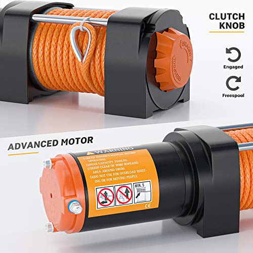 ORCISH 12V 3500lb Electric Winch ATV UTV Synthetic Rope Winch Kits (Synthetic Rope Style)