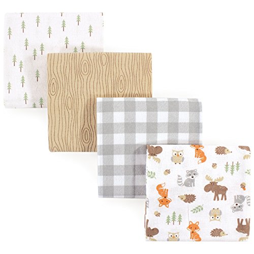 Image of Hudson Baby Unisex Baby Cotton Flannel Receiving Blankets Bundle Set, Enchanted Forest Woodland, One Size
