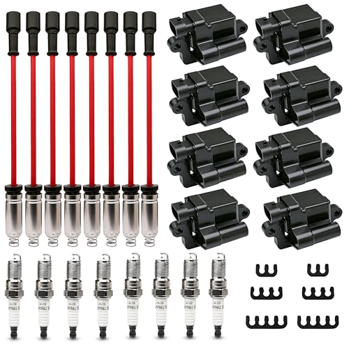 8 Pack Square Ignition Coils Double Iridium Spark Plugs & Wire Set Compatible with 1999-2007 Chevy Silverado GMC Sierra 2002-2006 Avalanche 2003-2007 Hummer H2 4.8L 5.3L 6.0L UF271