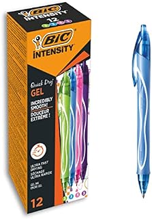 BIC Gel-ocity Quick Dry, Ultra Fast Drying Gel Ink Pens with Full Grip Barrel, Assorted Colours, Pack of 12