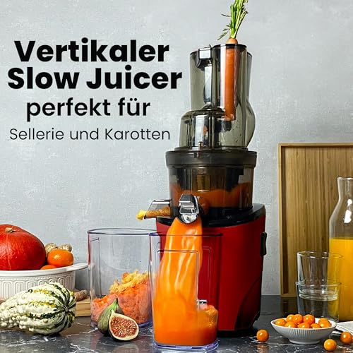 Foto von Kuvings | Entsafter | REVO830 | Slow Juicer | Doppelte Einfüllöffnung | automatisches Schneidesystem | inkl.Smoothie & Sorbet Filter Set | Mattschwarz_KSP-2478CE (Matt Dark Red)