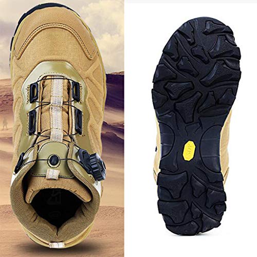 GrVpM Men's Hiking Boots,Automatic Buckle Military Tactical Boots Outdoor Off-Road City Combat Shoes,Black- 44/UK 9.5/US 102