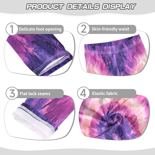 Boccsty Tie Dye Pattern Purple Pink Girls Leggings Kids Yoga Pants Dance Active Tights 4T3
