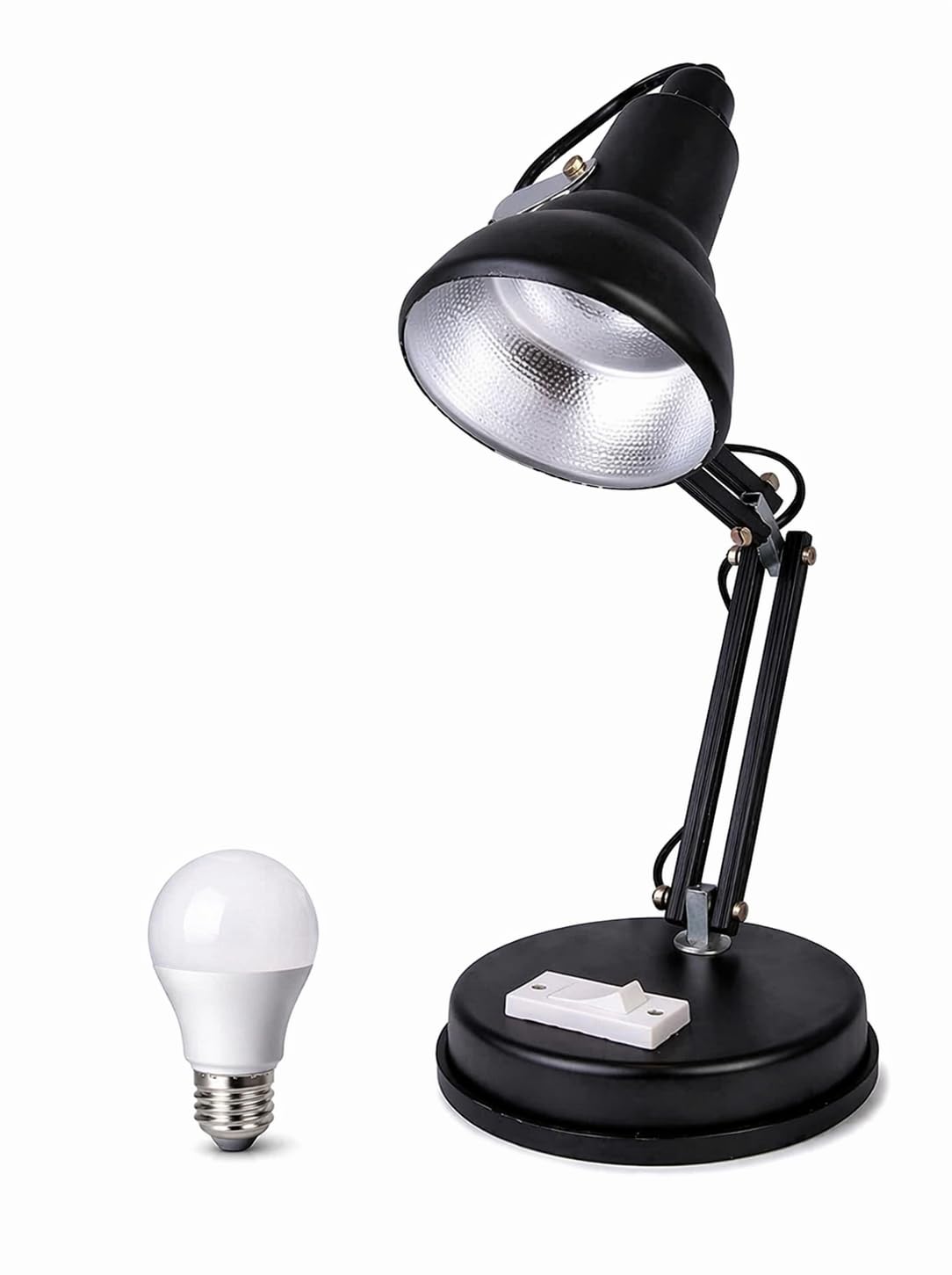 Lamps Adjustable Metal Table Lamp, Black, with LED Bulb, E27 Socket, Foldable Arm, for Study, Office and Home Decor Pack of 1-image-19