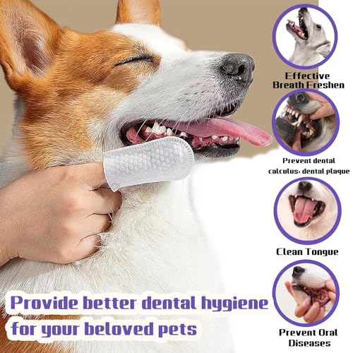 Image of 55 Counts PET Teeth Cleaning Wipes for Dogs & Cats,Dog Dental Wipes for Reducing Plaque & Tartar, Gentle Dental and Gum Care Finger Pet Wipes (55PCS-Teeth Cleaning Wipes)