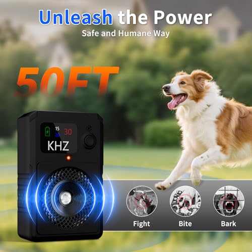 QEWEUUIE Anti Bell Gerät Hunde - 50 Fuß Reichweite - 3 Modi Antibell Ultraschall Gerät - IPX5 Wiederaufladbar Hundegebell Stoppen mit Farbdisplay Drinnen Draußen für Kleine/Mittelgroße/Große Hunde