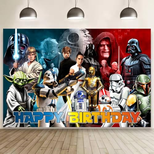 Wall Decor Backdrop for Star of Wars Themed Birthday Decorations Star of Wars Themed Banner for Kids Birthday Party Supplies (5x3ft)