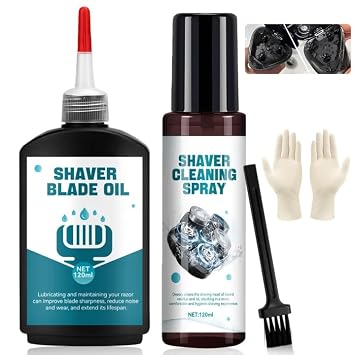Shaver Cleaning Solution, Electric Shaver Oil, Shaver Cleaner with Brush, Deeply cleans and Lubricates, Extend the Lifespan of Your Shaver, for Clippers, Trimmers, and Beauty Devices