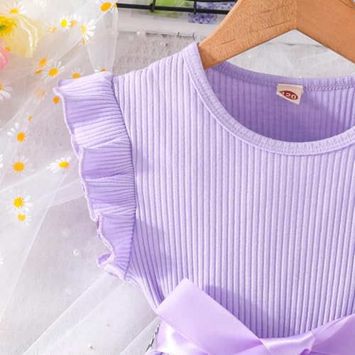 Toddler Girls Dress, Ruffle Sleeveless Summer Baby Girl Fashion Dresses 3-8Y2