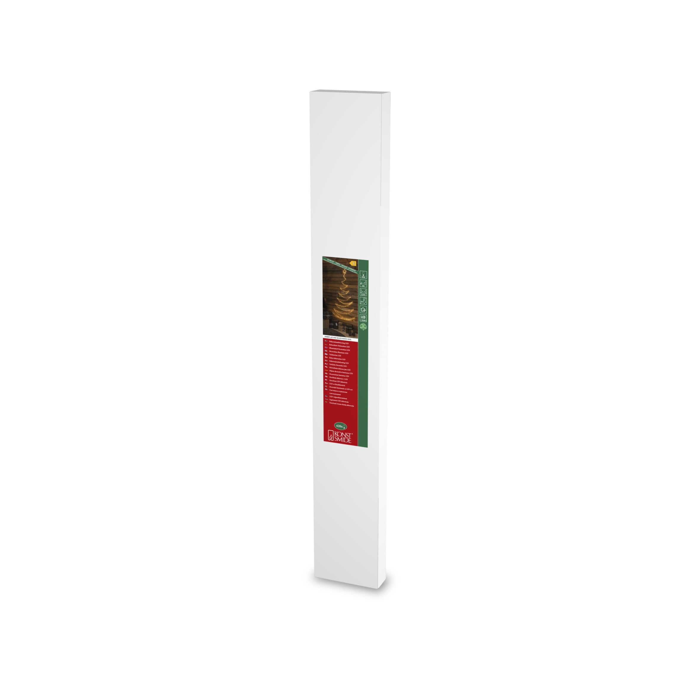 Konstsmide Albero di Natale a LED in metallo, bianco, 420 diodi ambra, 9 V, interno, 3,6 W, filo argentato, 3924-890