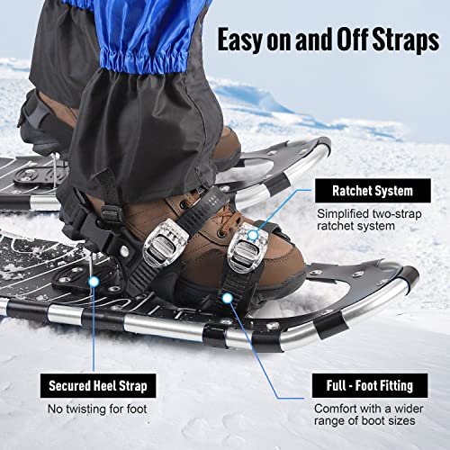 [New Upgrade] Ambio Lightweight Snowshoes For Men Women Youth Kids, Aluminum Alloy Terrain Snow Shoes With Trekking Poles And Carrying Bag (Black, 21 Inch) #TOP4