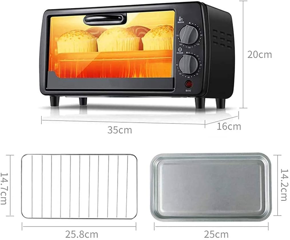 Forno elettrico,Forno a convezione Mini forno 9L, temperatura regolabile da 0 a 230 ℃ e timer da 60 minuti, forno elettrico per cottura domestica a 3 strati, forno tostapane a convezione intera