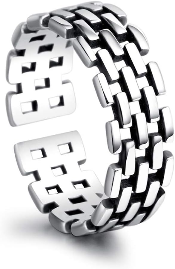 YAZILIND S925 Silver Plated Adjustable Open Ring Retro Rectangle Style Women Men Jewellery