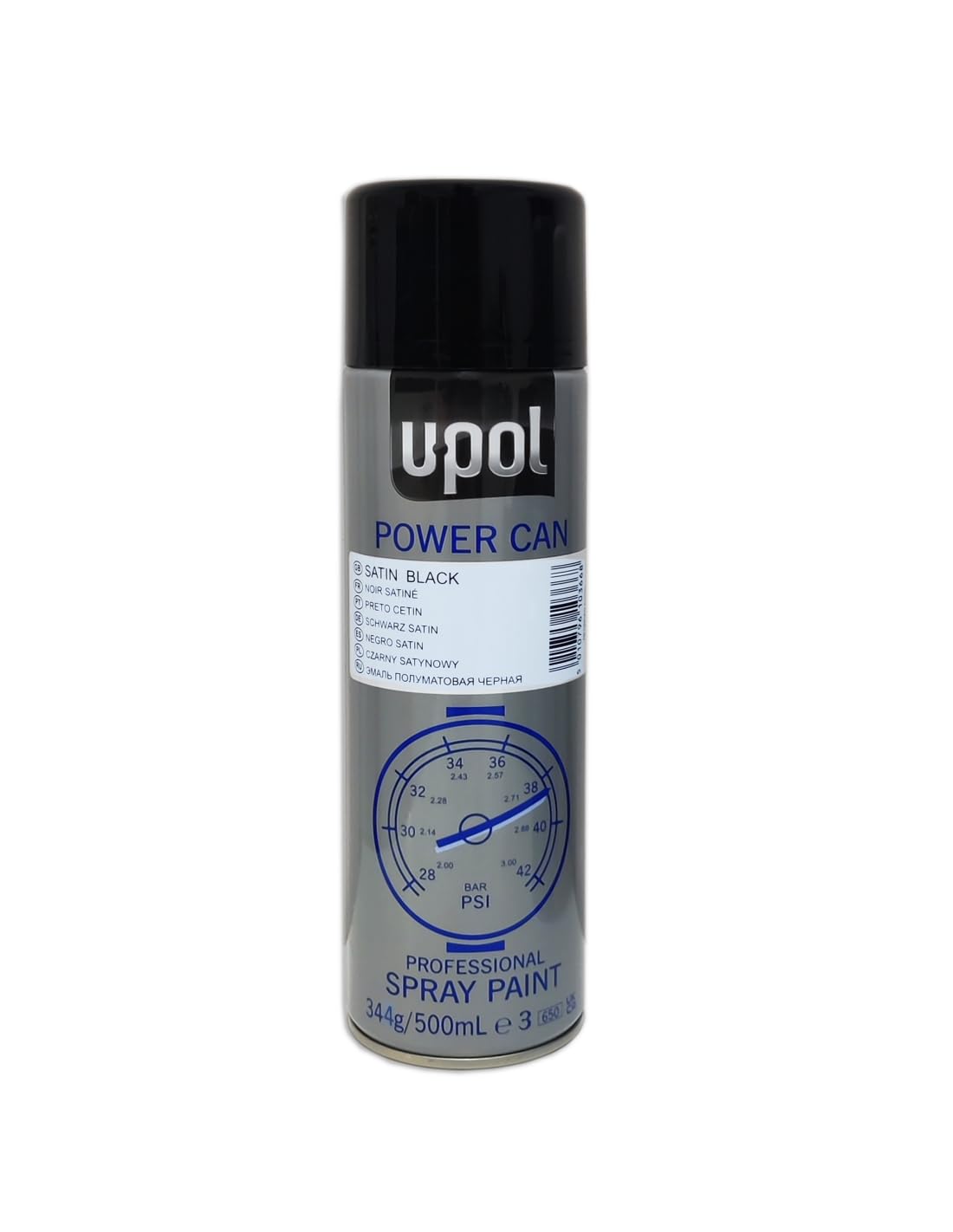 U-Pol Power Can SATIN BLACK Paint 500ml Car Spray Aerosol