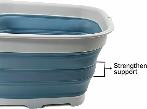 Miniatura 10 de SAMMART Bandeja de cocina plegable de 15 litros con tapón de drenaje, lavabo de lavado plegable, tina portátil para lavar platos, bandeja de