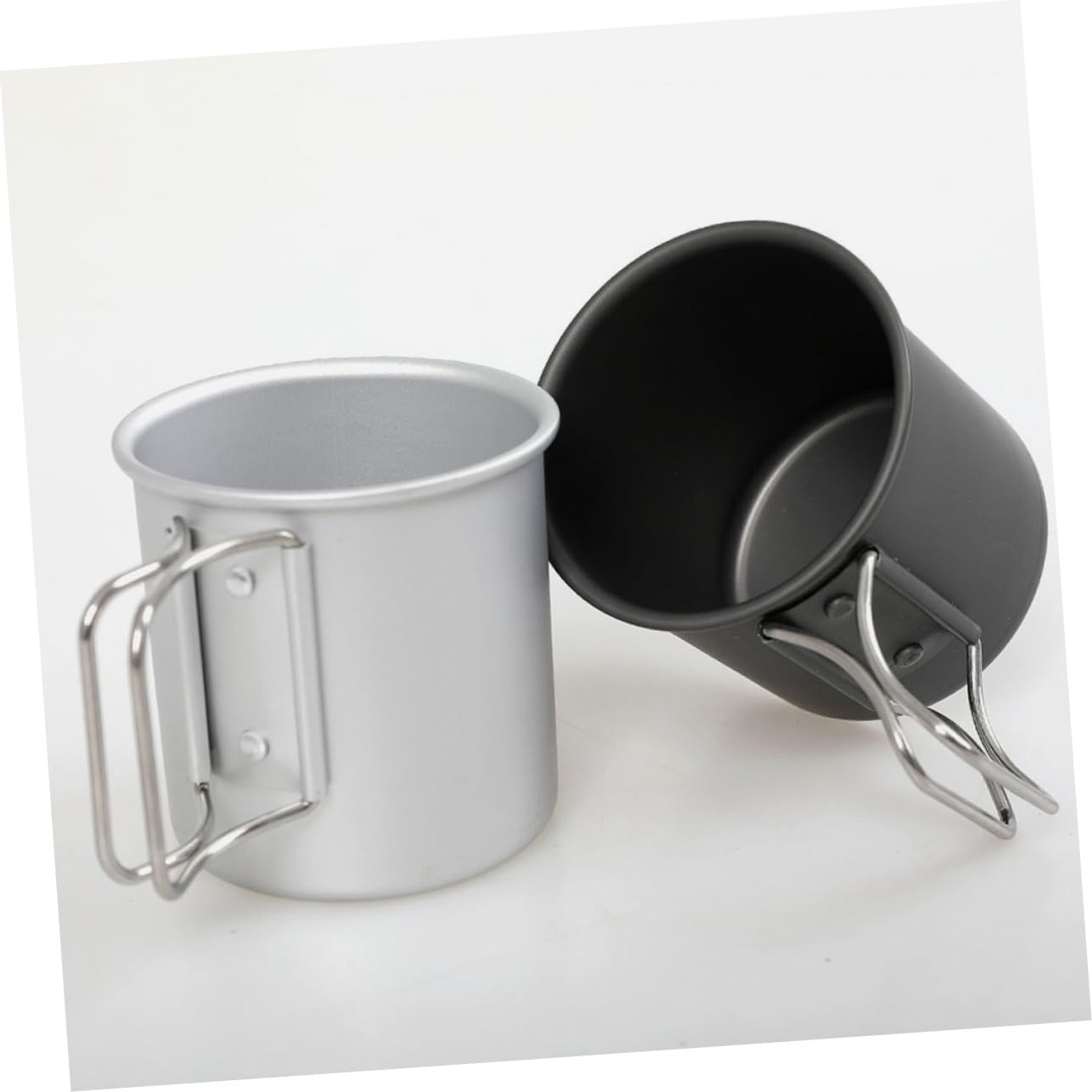 KOMBIUDA 4 Stücke Elegante Tragbare Wasser Tasse Aluminium Legierung Camping Tasse Klapp Griff Für Wandern