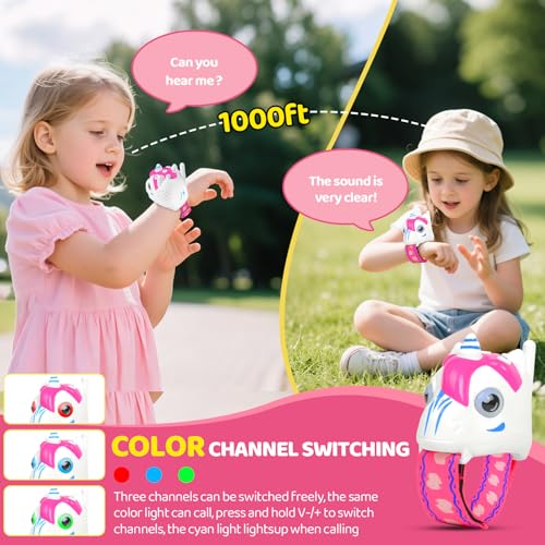 Image of Unicorn Walkie Talkies for Kids 2 Pack, Wristband Walkie Talkie Toys for Girls Ages 3-12, Up to 1,500 FT Range, Camping & Outdoor Games, Birthday Gifts Christmas & Stocking Stuffers